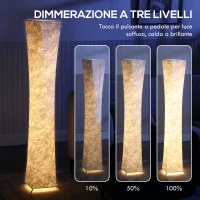 HOMCOM Lampada da Terra Moderna con Interruttore a Pedale, in Acciaio e Tessuto, 25x25x129 cm, Bianco e Argento(m-4)