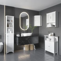 kleankin Mobiletto da Bagno a Muro Salvaspazio con Armadietto e Ripiano, 60x20x70 cm, Bianco(m-4)