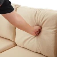 3-seater L-Shaped Sofa Bed with Reversible Chaise, USB and Type-C Charging, Convertible Sleeper for Living Room, 180L x 120W x 72H cm, Beige(m-9)