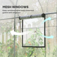 Outsunny Polytunnel Greenhouse Walk-in Grow House with Plasric Cover, Door, Mesh Window and Steel Frame, 3 x 2 x 2m, Clear(m-6)