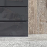 HOMCOM Commode 5 tiroirs sans poignées Moderne en Finition Laquée Grise - Grand Espace de Rangement(m-8)