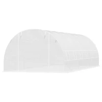 Outsunny Serre tunnel 8x3x2 m avec revêtement plastique et acier renforcé, Blanc(m-1)
