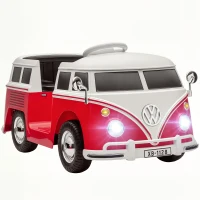AIYAPLAY Auto Elettrica per Bambini Licenza Volkswagen T1 con Lettore MP3, in Metallo e PP, 89x49x41.5 cm, Rosso(m-11)