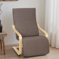 HOMCOM Fauteuil de salon avec repose-pieds réglable Fauteuil tapissé en lin synthétique pour bureau chambre 66,5x94x100cm Marron(m-2)