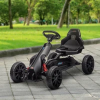 HOMCOM Kart à pédales pour enfants avec siège ajustable 4 positions et roues en EVA 100 x 58 x 58,5 cm noir(m-10)