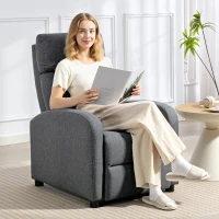 HOMCOM Sillón Relax Acolchado y Reclinable a 135° con Reposapiés en Tejido, 69x87x100.5 cm, Gris(m-2)