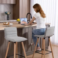 HOMCOM 2er-Set Barhocker, Barstühle, gepolsterte Sitzfläche, Rückenlehne und Fußstütze, 48 x 48 x 99,5 cm, Grau(m-4)