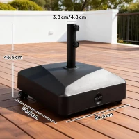 Outsunny Garden Parasol Base Holder, 43kg Water or 60kg Sand Filled, Outdoor Market Umbrella Stand Weight with Wheels and Brakes, Black(m-3)