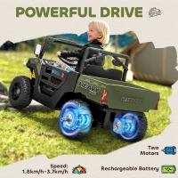 AIYAPLAY Kids Ride on Car, 12V Electric Kids UTV with Electric Dump Bed, 4-Wheel Suspension for 3-8 Years, Green(m-4)