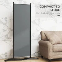 Outsunny 6 Panel Folding Room Divider Foldable Freestanding Garden Privacy Screen, 332 x 172 cm, Dark Grey(m-5)