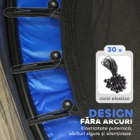 HOMCOM Trambolină Elastică pentru Copii cu Plasă de Siguranță și Țevi Căptușite, Vârstă 3-10 Ani, Ø140x190 cm, Albastru(m-6)