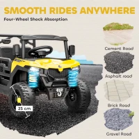 AIYAPLAY Kids Ride on Car, 12V Electric Kids UTV with Electric Dump Bed, 4-Wheel Suspension for 3-8 Years, Yellow(m-9)