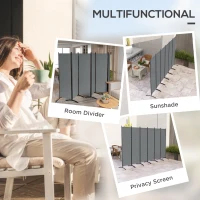 Outsunny 6 Panel Folding Room Divider Foldable Freestanding Garden Privacy Screen, 332 x 172 cm, Dark Grey(m-4)