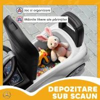 Mașinuță Electrică AIYAPLAY pentru Copii Licență Mercedes Benz cu Claxon și Spațiu de Depozitare, 65x28x39 cm, Alb(m-7)
