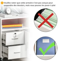 HOMCOM Support d'imprimante à 2 tiroirs meuble de rangement sur roulettes étagères ouvertes et placard, 100 x 35 x 65 cm, blanc(m-7)