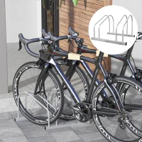 SPORTNOW Râtelier 2 vélos range-vélos support rangement vélo à pneu 61 mm dim. 50L x 34l x 27,5H cm acier argenté(m-10)