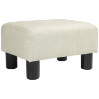 HOMCOM Pouf repose-pied tabouret bas en tissu de lin capacité de charge 110 Kg 40 x 30 x 24 cm beige(m-1)