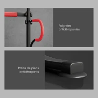 HOMCOM Station de musculation multifonctions barre de traction chaise romaine hauteur réglable acier noir rouge(m-7)