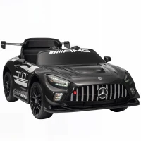 AIYAPLAY Mercedes-Elektroauto, Aufsitzauto für Kinder, 12V Batterie, LED-Lichter, Musikfunktion, Hupe, 3-8 Jahre, Schwarz(m-1)