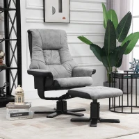 HOMCOM Fauteuil relax inclinable 135° pivotant 360° avec repose-pieds revêtement microfibre gris(m-10)