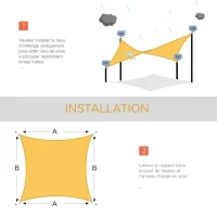 Outsunny Voile d'ombrage Toile Solaire rectangulaire 6L x 4l m HDPE Jaune(m-7)