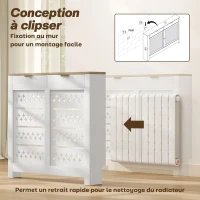 HOMCOM Couvercle de radiateur, cache radiateur avec placard rabattable et étagère supérieur, 108 x 19 x 95,5 cm, blanc(m-6)