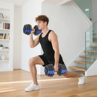 SPORTNOW Ensemble d'haltères musculation 4 en 1 haltère réglable 25 kg kettlebell, barre de musculation support pour pompes bleu(m-10)