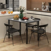 HOMCOM Table à manger extensible table de cuisine design moderne avec grand plateau 6 personnes cadre en acier gris foncé(m-10)