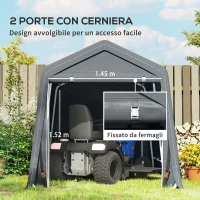 Outsunny Tenda Garage 2.4x2m per Veicoli e Biciclette in Metallo e Tessuto PE, Grigio Scuro(m-5)