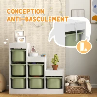 AIYAPLAY Meuble de rangement pour jouets des enfants avec 6 bacs amovibles, 3 niveaux de rangement, 96 x 38,5 x 90, vert(m-6)