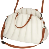 PawHut Hundetasche Hundetragetasche für Hunde unter 5 kg, 2 Gurte, Oxford-Stoff, Kissen, Leine, Cremeweiß(m-1)