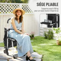 HOMCOM Chariot de courses pliable caddie de courses portable à roulettes avec siège pliable, sac amovible, 46x59,5x97cm, noir(m-5)