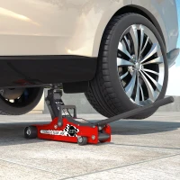 HOMCOM Cric hydraulique, cric de manœuvre extra plat charge max 2500 kg, plage de levage 80-360 mm, 53 x 20,5 x 17,5 cm, rouge(m-10)