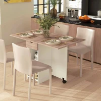 HOMCOM Table à manger pliante table de cuisine extensible pour 2 à 4 personnes 2 abattants 120 x 72 x 75 cm chêne(m-10)