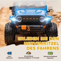 AIYAPLAY Elektrofahrzeug für Kinder, 12V Batterie, mit Eltern-Kind-Sitz, fernsteuerbar, Musik, Hupe, LED-Lichter, 3-8 Jahre, Blau(m-4)