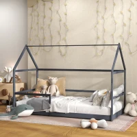 AIYAPLAY Lit cabane enfant lit pour enfant 3-8 ans cadre de lit barrières de sécurité 196L x 97,5l x 135H cm bois de pin gris(m-10)