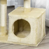 PawHut Arbre à chat tour de jeux pour chats poteaux en sisal, 2 plate-forme, niche, balle, tissu peluche, 50x30x81,5cm, beige(m-9)