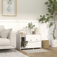 PawHut Meuble 2 en 1 maison de toilette bac à litière chat compartiment coulissant 78 x 50 x 51cm blanc(m-10)