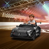AIYAPLAY Mercedes-Elektroauto, Aufsitzauto für Kinder, 12V Batterie, LED-Lichter, Musikfunktion, Hupe, 3-8 Jahre, Schwarz(m-2)
