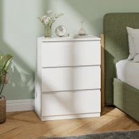 HOMCOM Commode 3 tiroirs, pour salon, chambre, couloir, panneau de particules, Blanc(m-4)