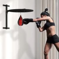 SPORTNOW Plateforme murale avec poire de vitesse sac de frappe pour entraînement de boxe, hauteur ajustable pivotant à 360°(m-10)