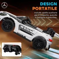 AIYAPLAY Auto Elettrica Bambini 3-8 Anni Mercedes-AMG 12V con Telecomando, Luci LED, Rotelle di Trasporto, Bianco(m-6)