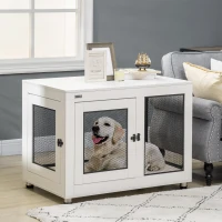PawHut Cage pour chien cage de chien sur pied avec coussin amovible acier noir et blanc - 94 x 60 x 71,5 cm(m-10)