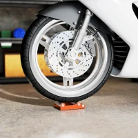 HOMCOM Stand rouleau pour nettoyage des pneus de moto et graissage de la chaîne, largeur de pneu < 180mm, motos < 220kg, orange(m-10)