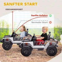 AIYAPLAY Elektrofahrzeug für Kinder, 12V Batterie, mit Eltern-Kind-Sitz, fernsteuerbar, Musik, Hupe, LED-Lichter, 3-8 Jahre, Weiß(m-7)