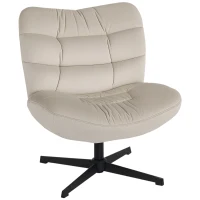 HOMCOM Fauteuil de salon pivotant, chaise rembourrée en chenille sans accoudoirs, assise et dossier larges, 70x80x82cm, crème(m-11)