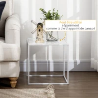 HOMCOM Lot de 2 tables basses gigognes, lot de 2 tables gigognes de salon, modulables, en acier, style industriel, blanc mat(m-5)