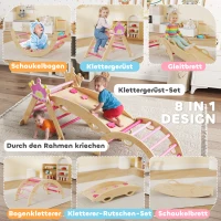 AIYAPLAY 8-in-1 Indoor-Klettergerüst für Kinder, Prinzessinnen-Design, Rutsche, Rampe, Bogen, Holz(m-4)