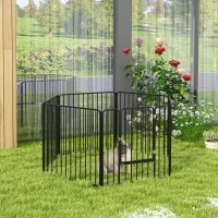 PawHut Parc enclos modulable pour chien avec 1 porte 6 panneaux modulables intérieur extérieur 80 cm hauteur acier noir(m-10)