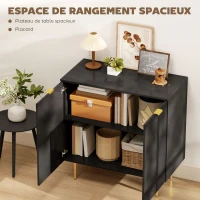 HOMCOM Buffet cuisine meuble de rangement avec 2 portes étagère réglable pieds métalliques surélevés 80 x 40 x 80 cm noir(m-4)